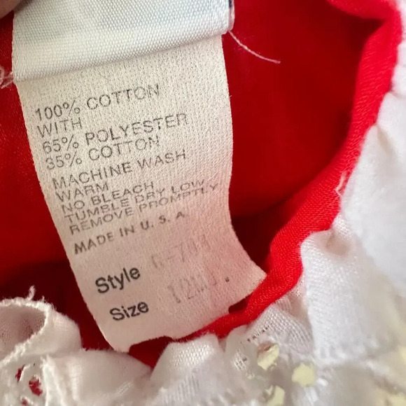 Vintage Bryan Eyelet Ruffled Dress Toddler Girl 12M Red White Prairie 90 Prairie - Picture 4 of 6